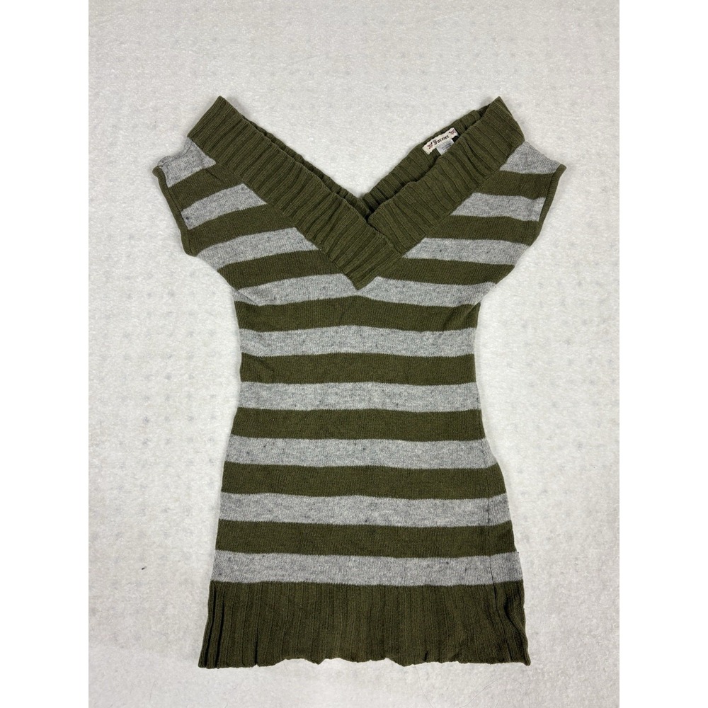 2000s Forever Olive Green And Grey Striped Sweater Size Small Whimsigoth Twlight